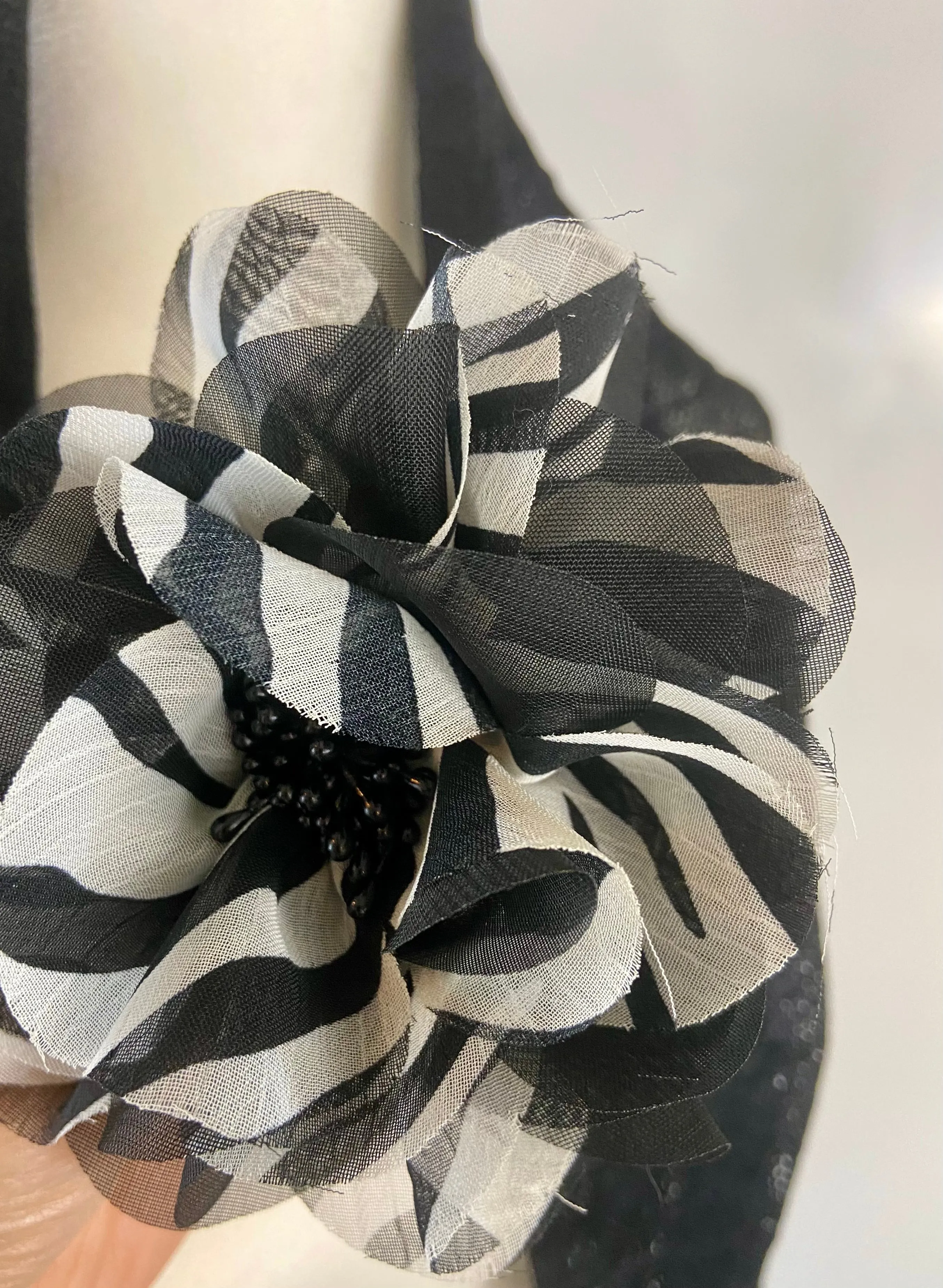 Black Lace triangle Scarf with flower accessories