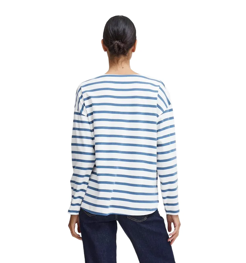 b.young women's striped sweater Byramsi 20814422 200450 white-blue