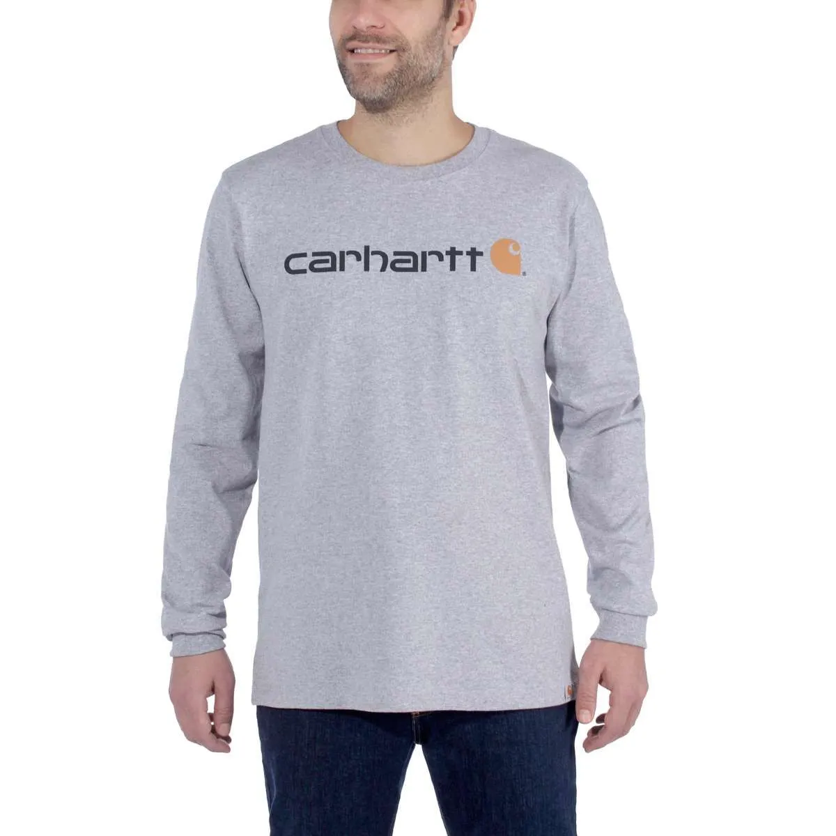 Carhartt&#x20;104107&#x20;l&#x2F;s&#x20;Signature&#x20;Graphic&#x20;T-Shirt&#x20;-&#x20;Heather&#x20;Grey