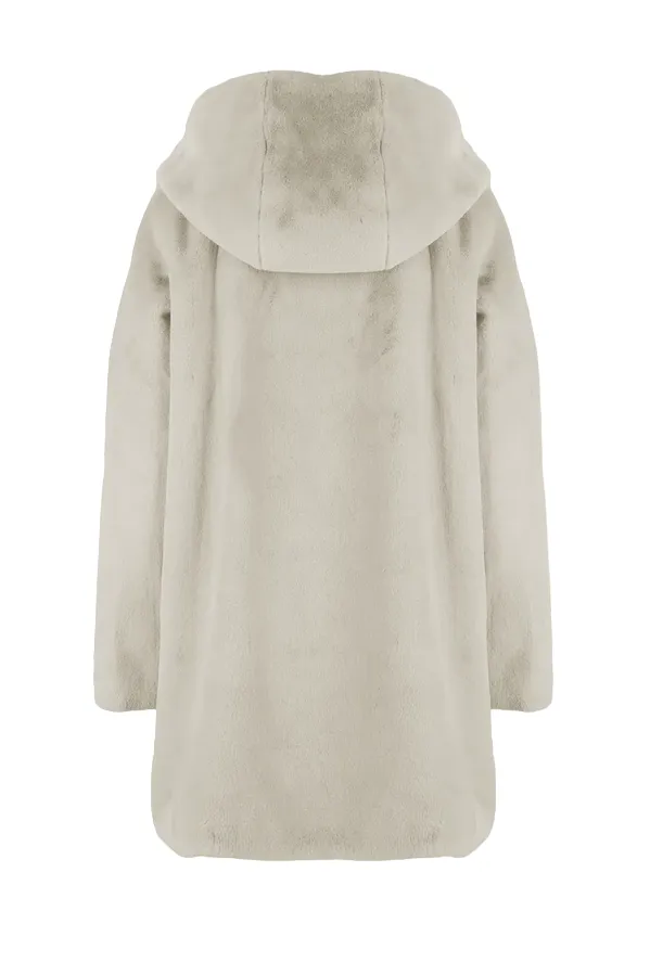Censured women's faux fur jacket with hood CW1881 T FRC3 07 dove brown