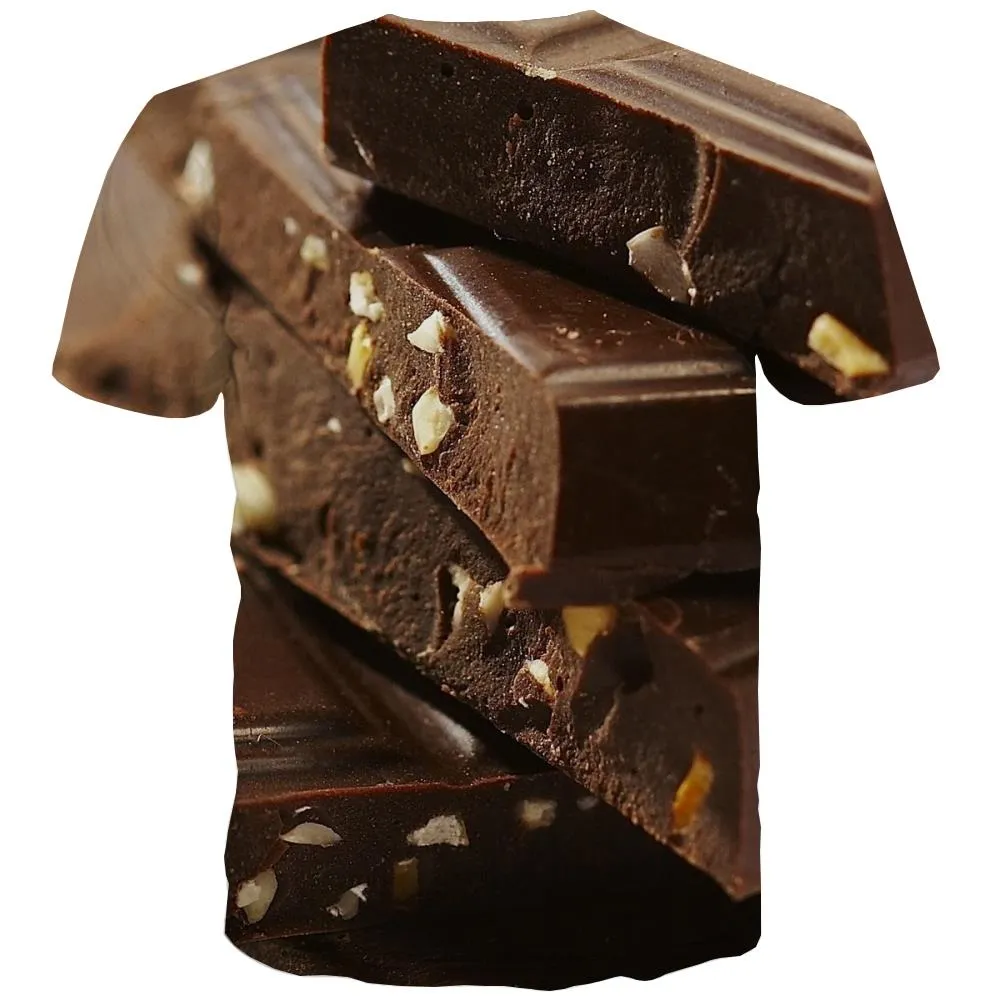 Chocolate T-shirt Men Brown Tshirts Novelty Delicious T-shirts 3d Bitter Tshirts Casual