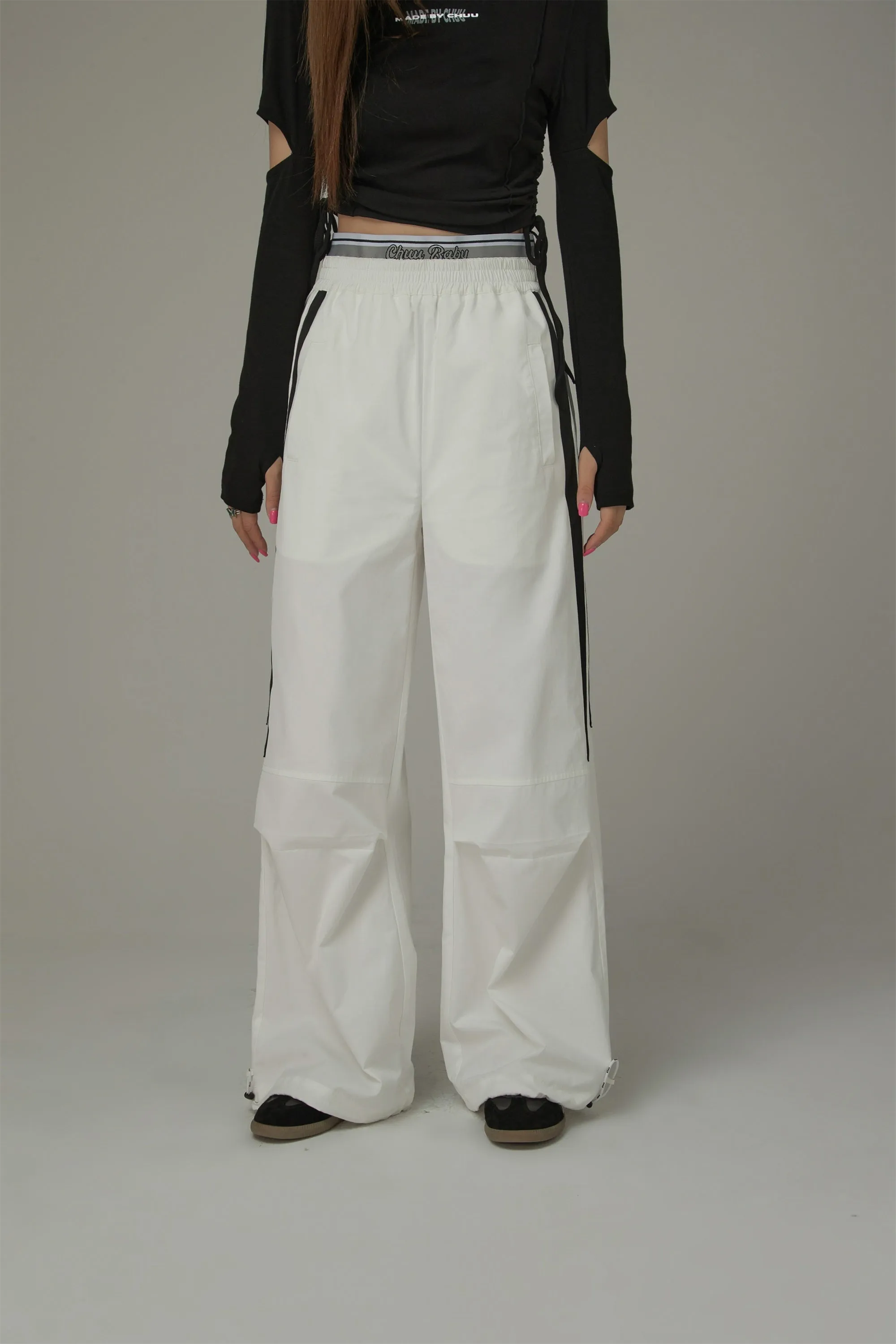 Logo Banding Wide Casual Pants
