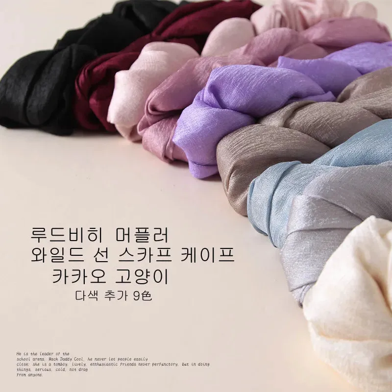 Luxury Women Fashion Scarf Solid Silk Linen Shawls 180*90Cm
