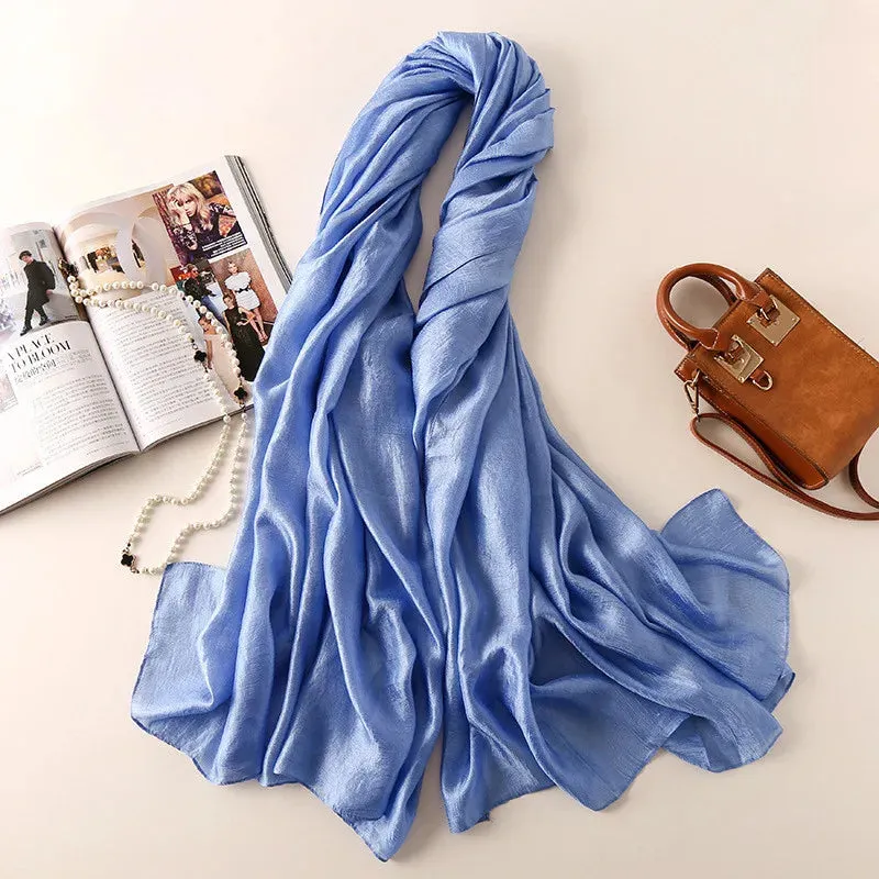Luxury Women Fashion Scarf Solid Silk Linen Shawls 180*90Cm