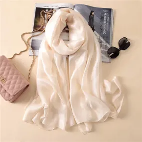 Luxury Women Fashion Scarf Solid Silk Linen Shawls 180*90Cm