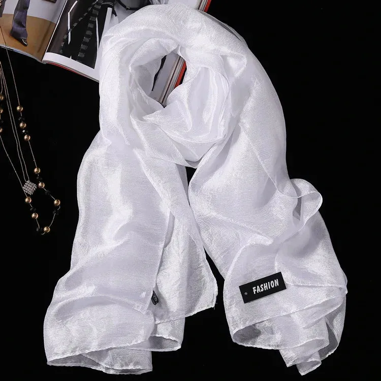 Luxury Women Fashion Scarf Solid Silk Linen Shawls 180*90Cm