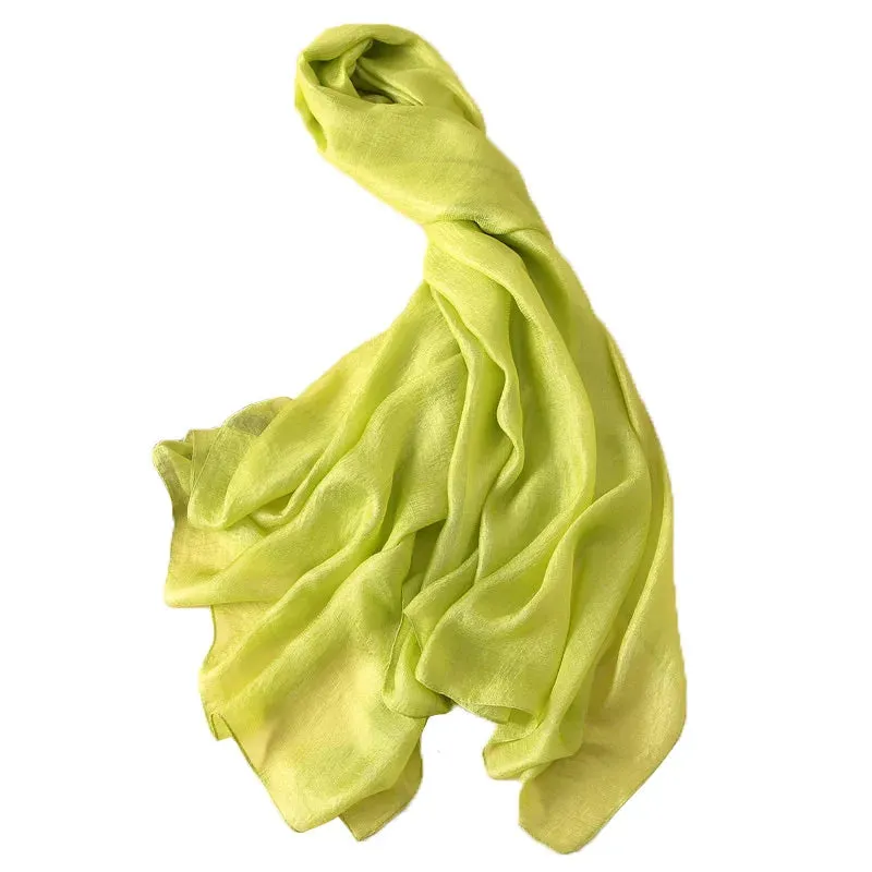 Luxury Women Fashion Scarf Solid Silk Linen Shawls 180*90Cm