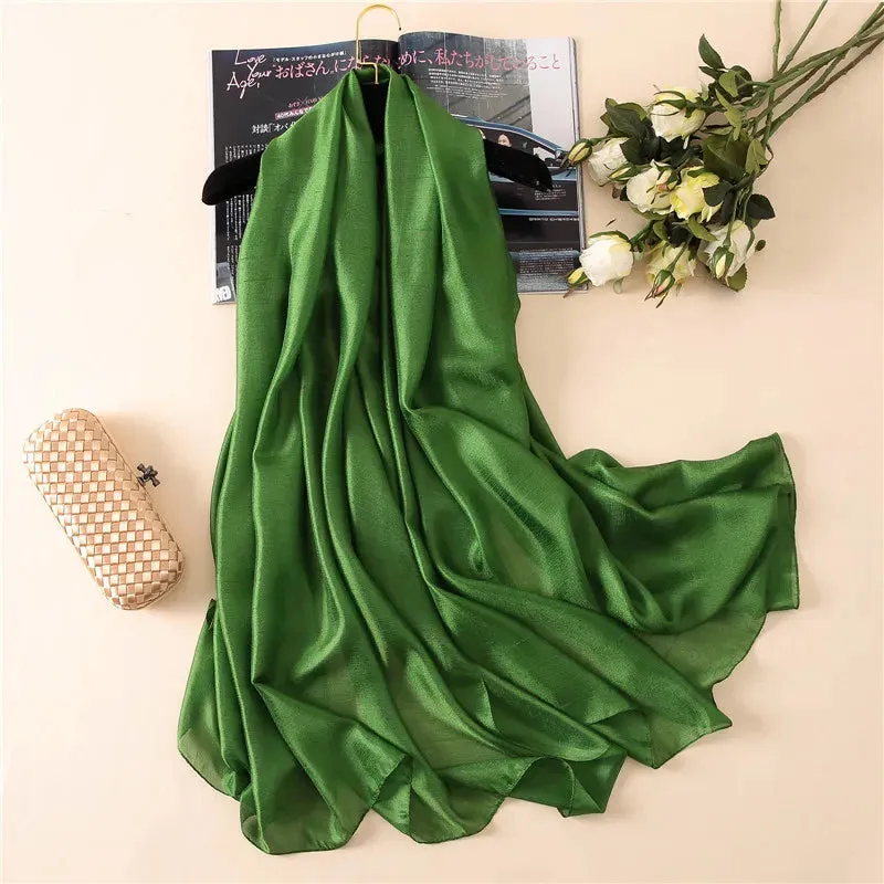 Luxury Women Fashion Scarf Solid Silk Linen Shawls 180*90Cm