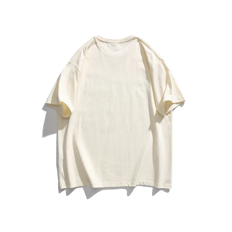 Men T-Shirt Summer Men's Letter Printed T-shirt Vintage Bottoming Shirt