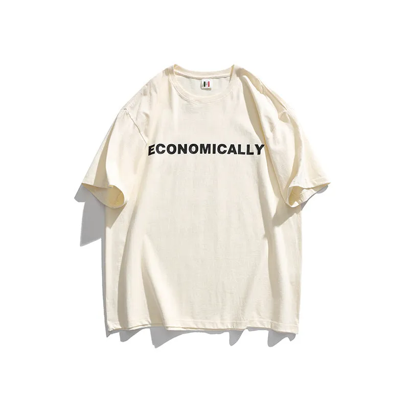Men T-Shirt Summer Men's Letter Printed T-shirt Vintage Bottoming Shirt