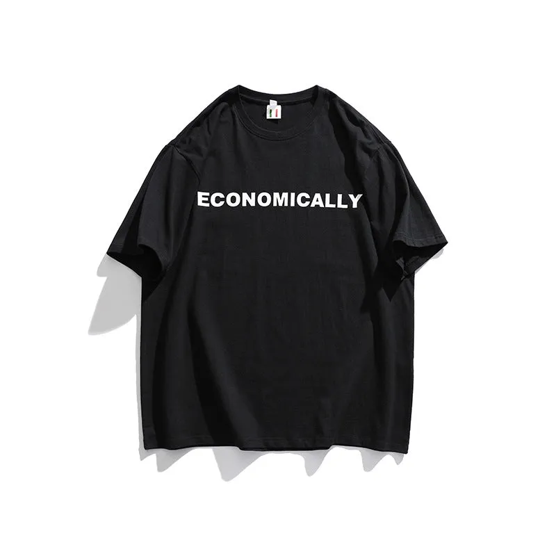 Men T-Shirt Summer Men's Letter Printed T-shirt Vintage Bottoming Shirt