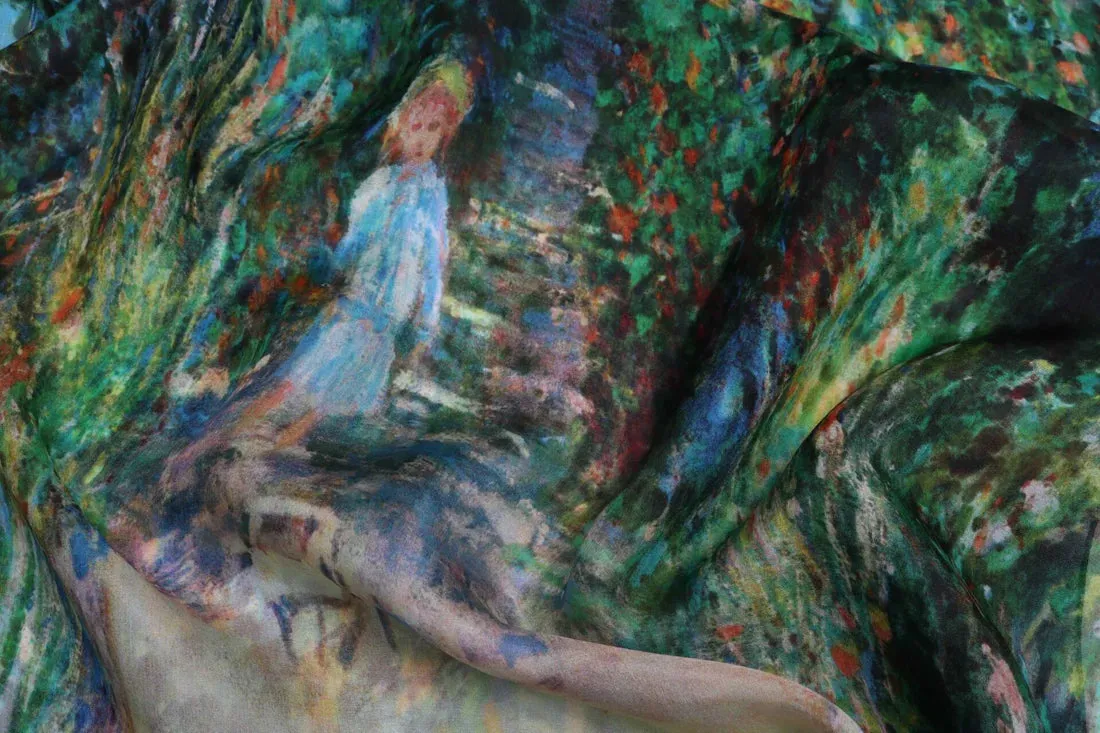 Modal Silk Scarf: The Artist's Garden by Claude Monet