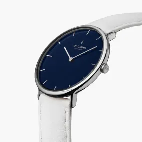Native | Navy Dial - White Leather