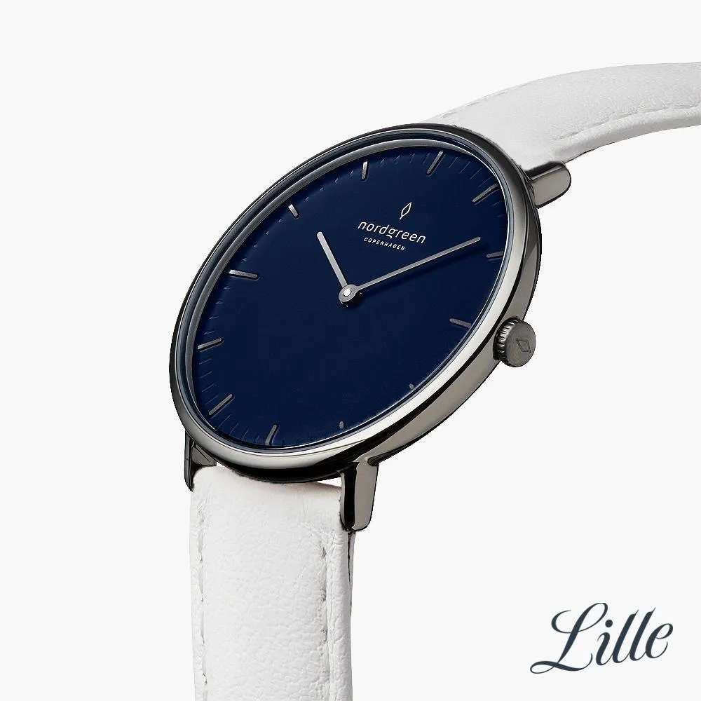 Native | Navy Dial - White Leather