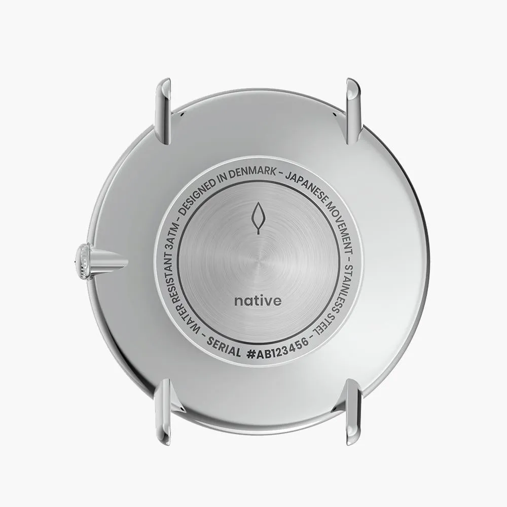 Native | Navy Dial - White Leather