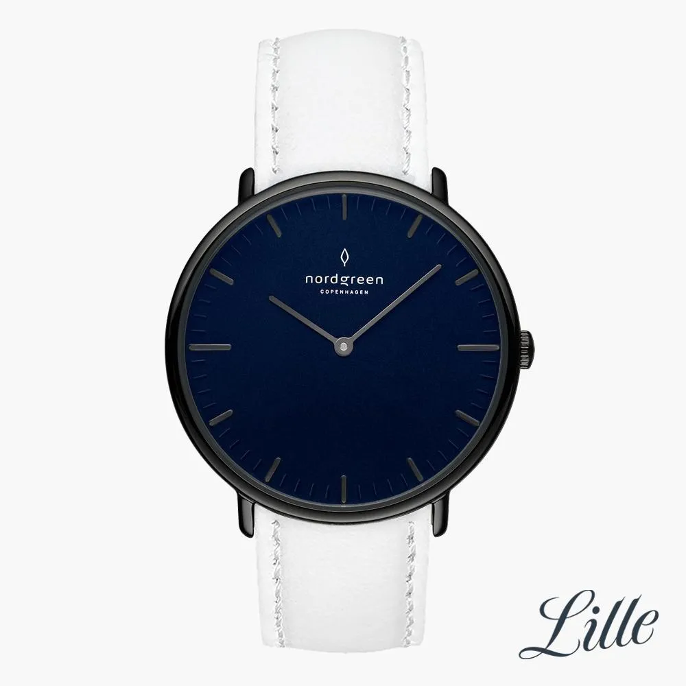 Native | Navy Dial - White Leather