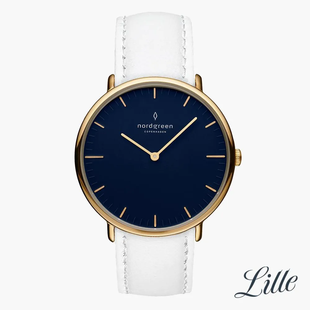 Native | Navy Dial - White Leather