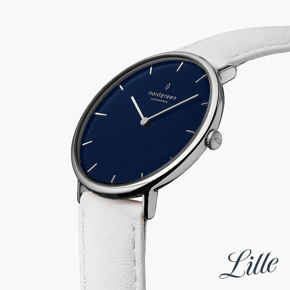 Native | Navy Dial - White Leather