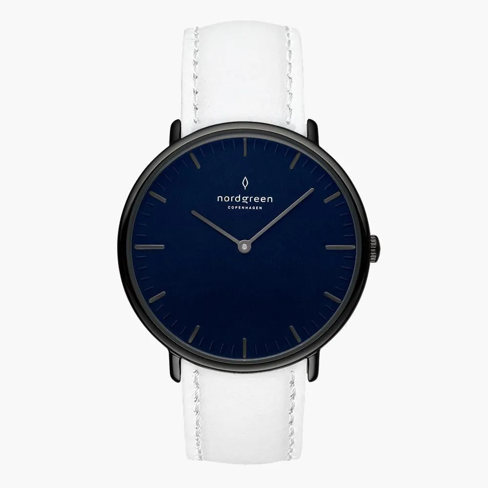 Native | Navy Dial - White Leather