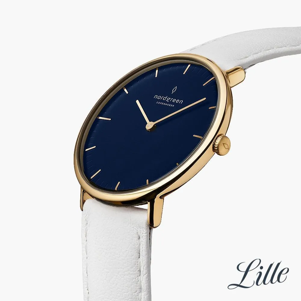 Native | Navy Dial - White Leather
