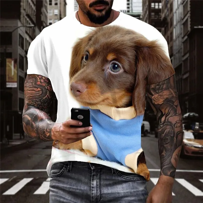 t shirts dog clothing Puppy Cute animal art costume big Smart dogs male Casual